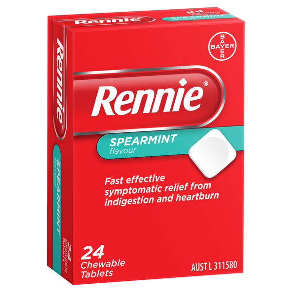 Buy Rennie Indigestion and Heartburn Relief Spearmint 24 Chewable