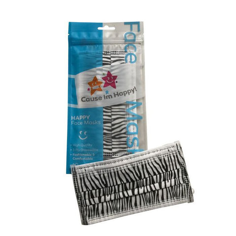 CAUSE I'M HAPPY Face Mask Zebra 10 Pack