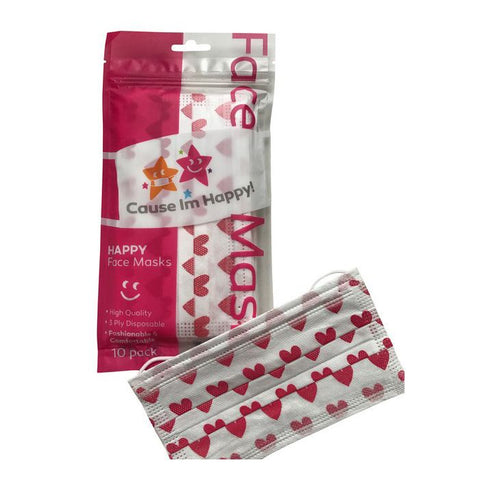 CAUSE I'M HAPPY Face Mask Hearts 10 Pack