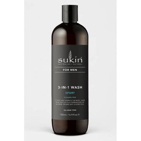 Sukin for Men 3-In-1 Wash Sport 500ml