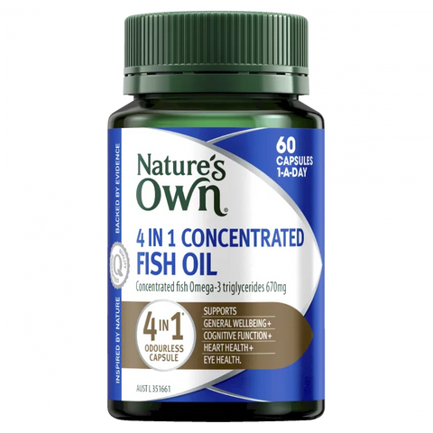 Nature's Own 4 In 1 Concentrated Fish Oil Odourless 60 Capsules