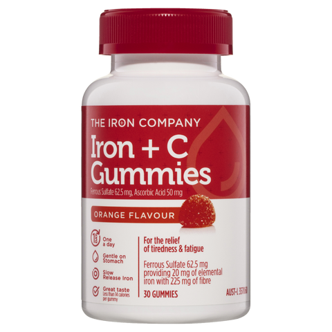 The Iron Company Iron + Vitamin C Gummies Orange 30 Gummies