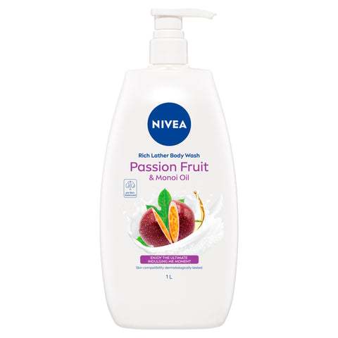 Nivea Rich Lather Passionfruit & Monoi Oil Body Wash Shower Gel 1l