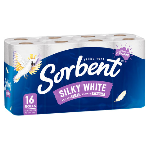 Sorbent Silky White Toilet Tissue 16PK