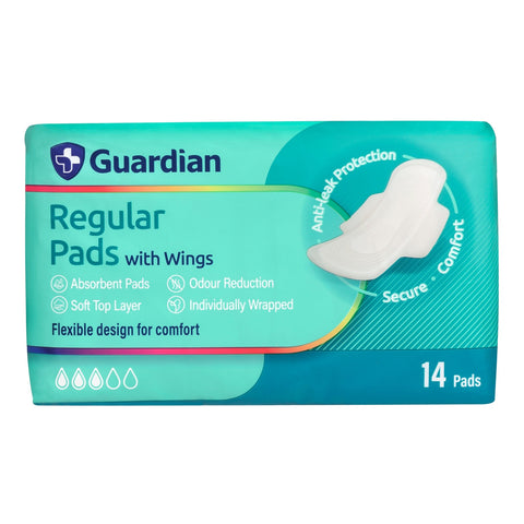 Guardian Regular Pads With Wings 14pk