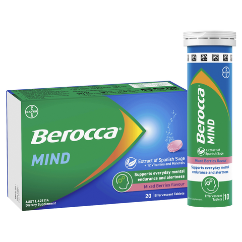 Berocca Mind Mixed Berries 20 Effervescent Tablets