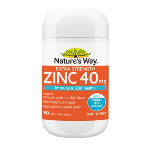 Nature's Way Extra Strength Zinc 40mg 50 Tablets