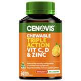 CENOVIS CHEWABLE TRIPLE VITAMIN C D3 & ZINC 60 TABLETS