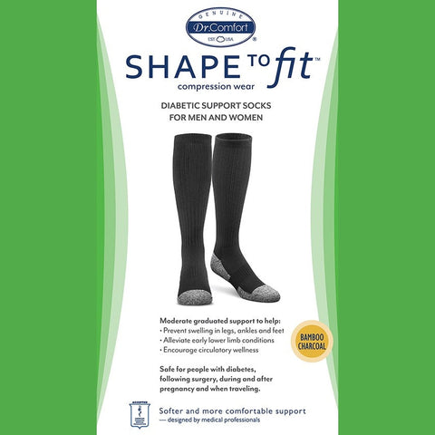 Shape to fit Diabetic Sock Unisex 15-20mmHg Black - X-LARGE (XL)