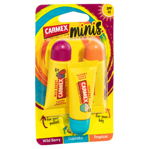 Carmex Mini Assorted Spf15 Fun Tubes 3pk