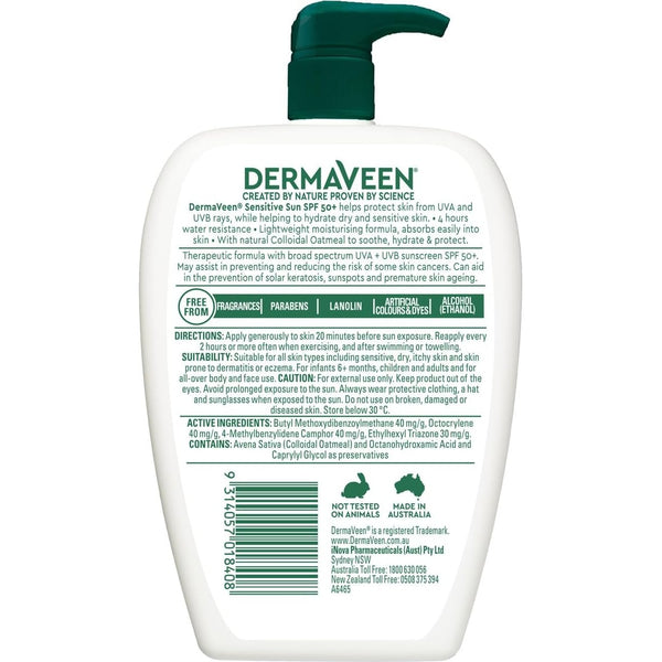 Buy DermaVeen Sensitive Sun SPF 50+ Moisturising UVB + UVA Sunscreen ...