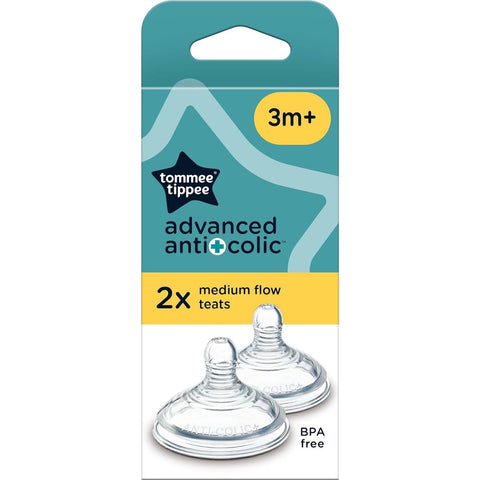 Tommee Tippee Advanced Anti-Colic Baby Bottle Teats Medium Flow 3+ Months 2 Pack