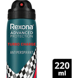 REXONA MEN ADVANCED PROTECTION TURBO CHARGE ANTIPERSPIRANT AEROSOL 220ML