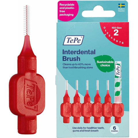 TePe Interdental Brush Angle Red (Size 2) 0.5mm 6 Pack