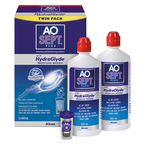 AoSept Plus HydraGlyde Twin Pack 2 x 360ml + Case