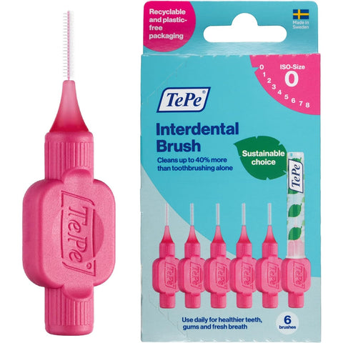 Tepe Interdental Brush 0.4mm Size 0 Pink 6 Pack