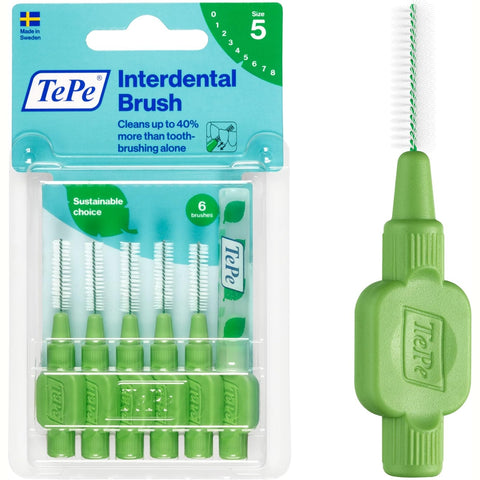 TePe Interdental Brush Medium Size 5 Green 6 Pack