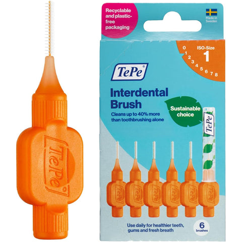 Tepe Interdental Brush 0.45mm Size 1 Orange 6 Pack