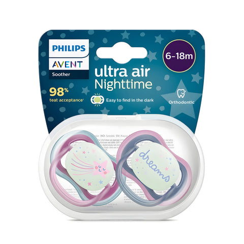 Avent Ultra Air Night Soother 6-18 Months 2 Pack