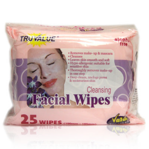 Tru Value Cleansing Facial Wipes 3 x 25 Wipes Value Pack