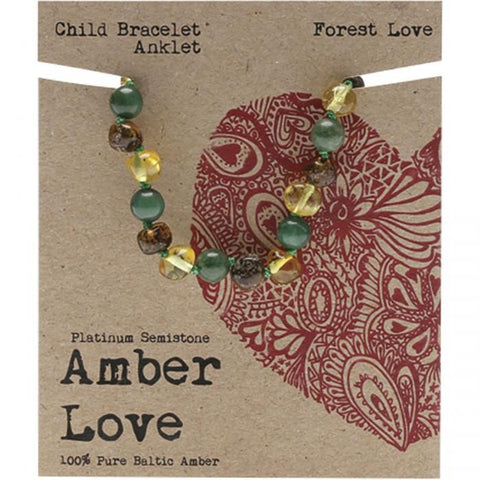 Amber Love Children's Bracelet/anklet 100% Baltic Amber - Forest Love 14cm