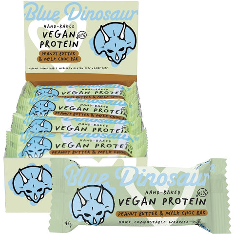 Blue Dinosaur Vegan Peanut Butter Bar and Mylk Chocolate 45g(Pack of 12)