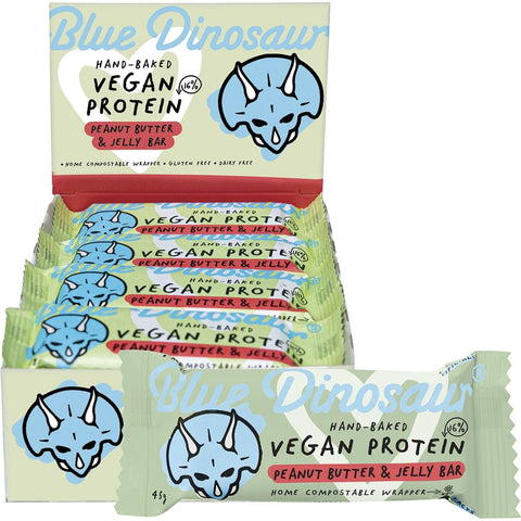 Blue Dinosaur Hand-baked Vegan Protein Bar Peanut Butter & Jelly 45g 12 Pack