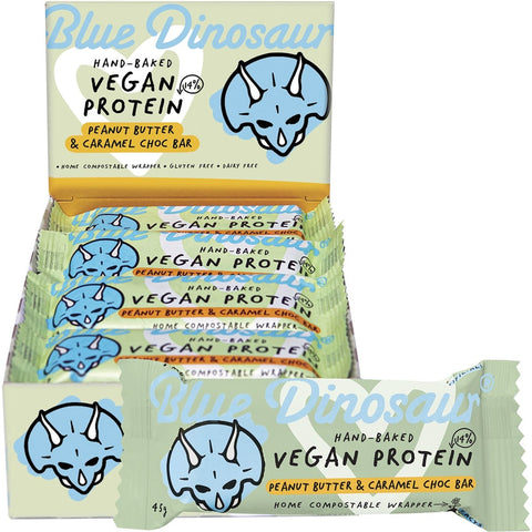 Blue Dinosaur Vegan Peanut Butter Bar and Caramel Choc 45g(Pack of 12)