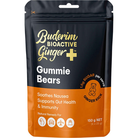 Buderim Ginger Bioactive + Gummie Bears 150g