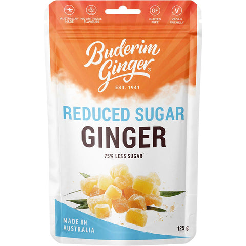 Buderim Ginger Reduced Sugar Ginger 75% Less Sugar 125g