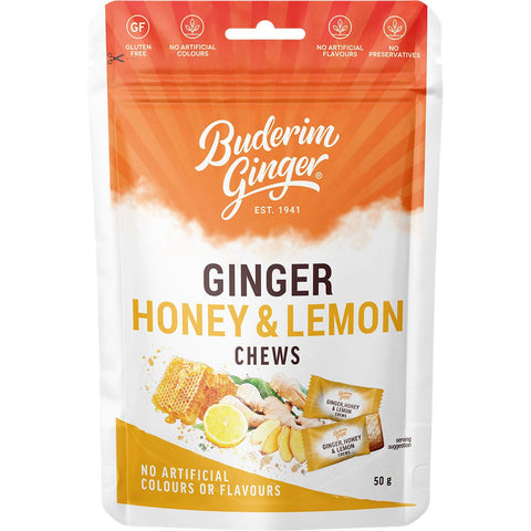 Buderim Ginger Ginger Honey & Lemon Chews 50g