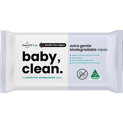 CleanLIFE Baby Clean Extra Gentle Plastic Free Wipes 120pk