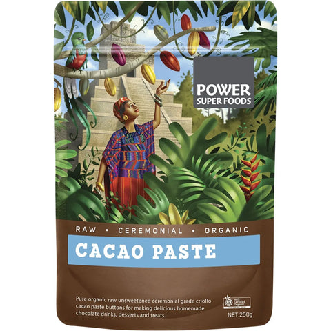 POWER SUPER FOODS Cacao Paste Buttons Ceremonial Grade Certified Organic 250g