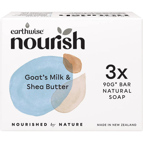 EARTHWISE NOURISH Natural Soap Bar Goat's Milk & Shea Butter 3x270g