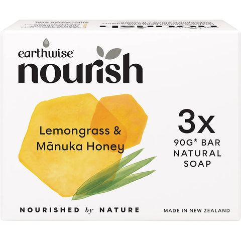 EARTHWISE NOURISH Natural Soap Bar Lemongrass & Manuka Honey 3x270g