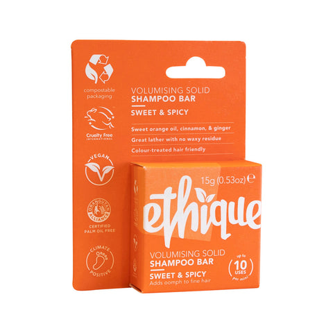 Ethique Bar Shampoo Volumising Solid Sweet & Spicy Adds Oomph To Fine Hair 15g