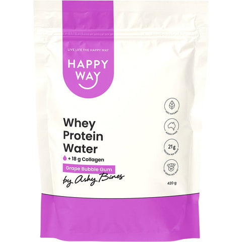 Happy Way Ashy Bines Whey Protein Water Grape Bubble Gum 420g