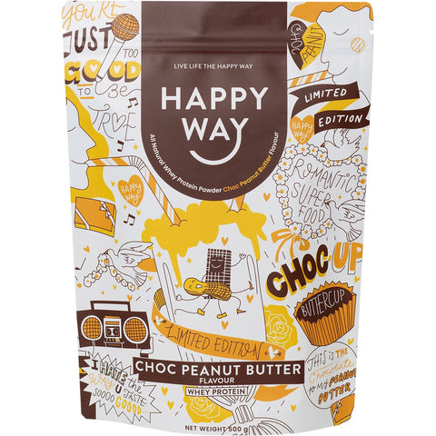 HAPPY WAY Whey Protein Powder Choc Peanut Butter 500g