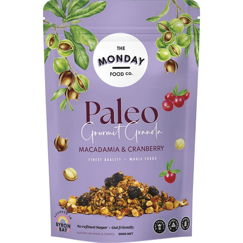 THE MONDAY FOOD CO Paleo Gourmet Granola Macadamia & Cranberry 300g