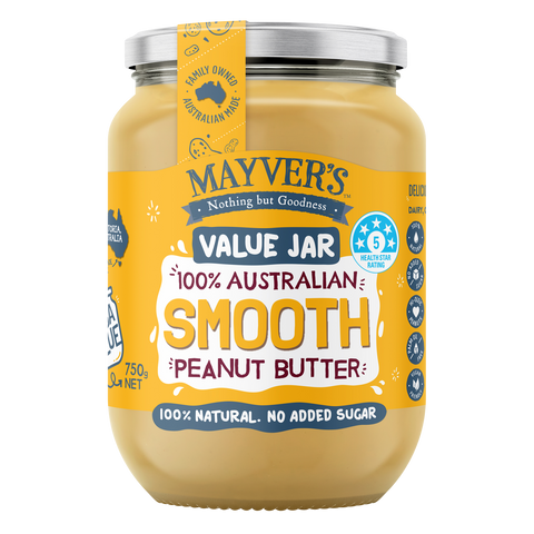 Mayver's Peanut Butter Smooth 750g Pack of 6