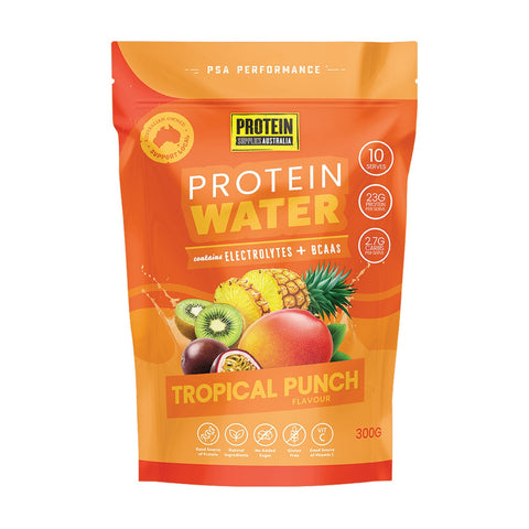 Protein Supplies Australia Protein Water contains Electrolytes + BCAAs Tropical Punch 300g