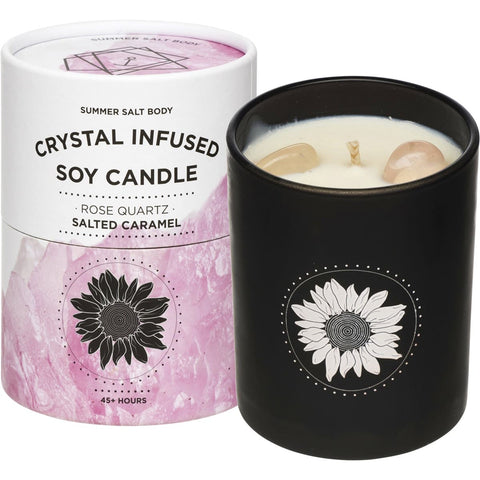 Summer Salt Body Crystal Infused Soy Candle Rose Quartz Salted Caramel