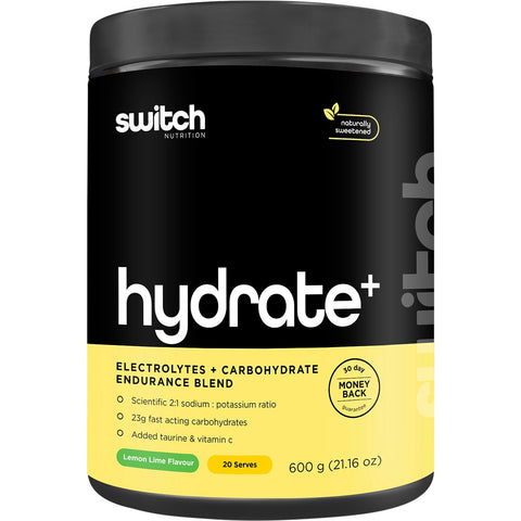 SWITCH NUTRITION Hydrate+ Electrolytes & Carbohydrate Lemon Lime 600g