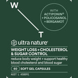 Ultra Nature Weight Loss + Cholesterol & Sugar Control 60 Capsules