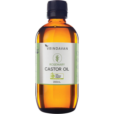 Vrindavan Castor Oil and Rosemary Amber Glass Bottle 200ml