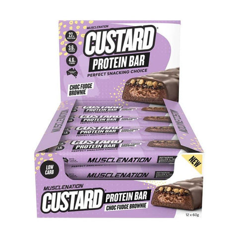 Muscle Nation Custard Protein Bar Choc Fudge Brownie 60g Pack of 12