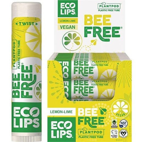 ECO LIPS Lip Balm (Pack Of 24) Bee Free - Lemon-Lime 24x4.25g