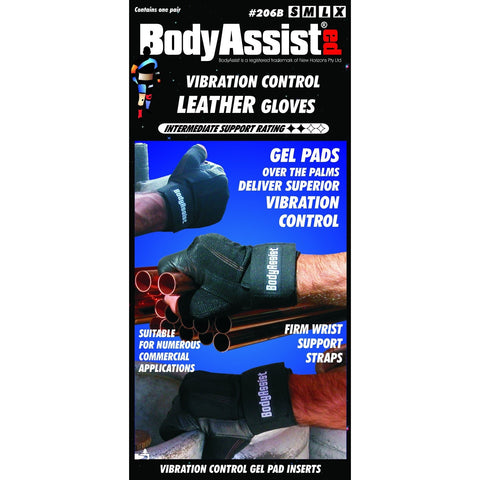 Body Assist Shock Absorbing Leather Half Gloves (Pair)