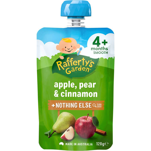 Raffertys Garden Baby Food Pouch Apple, Pear & Cinnamon 4+ Months 120g