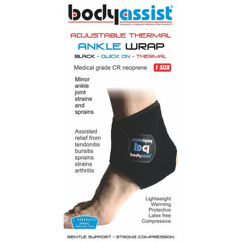 Body Assist One Size Thermal Ankle Wrap Black/beige